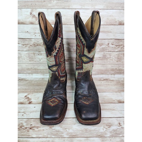 Laredo 5647 Womens Size 6.5 M Scout Square Toe Boots Mid Calf Brown Aztec - Picture 2 of 11